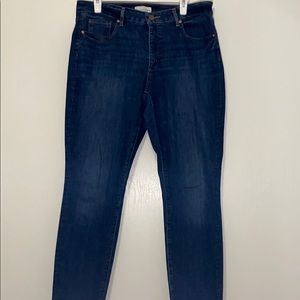 Dark Wash Curvy Skinny Denim Jeans by LOFT